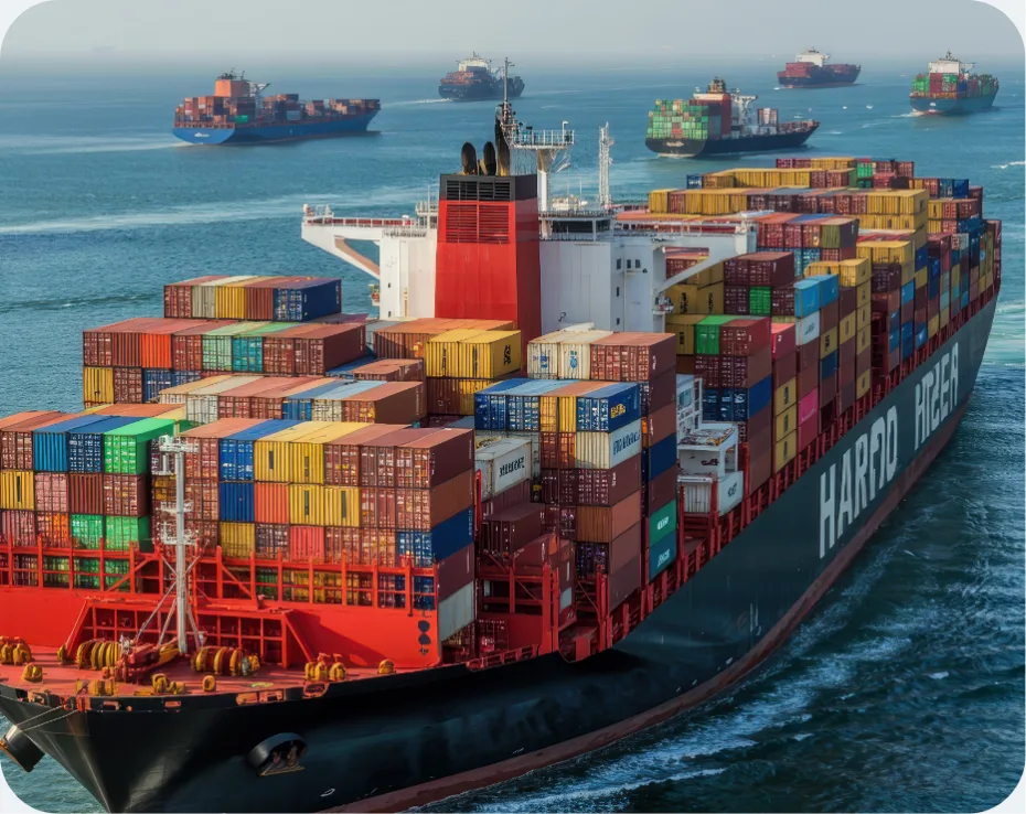 Container ship loading at Dalian Port