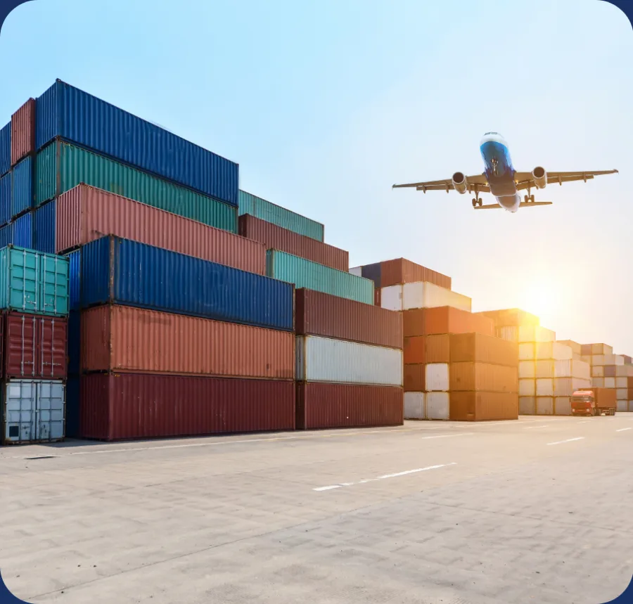 Containers and air freight leaving Dalian